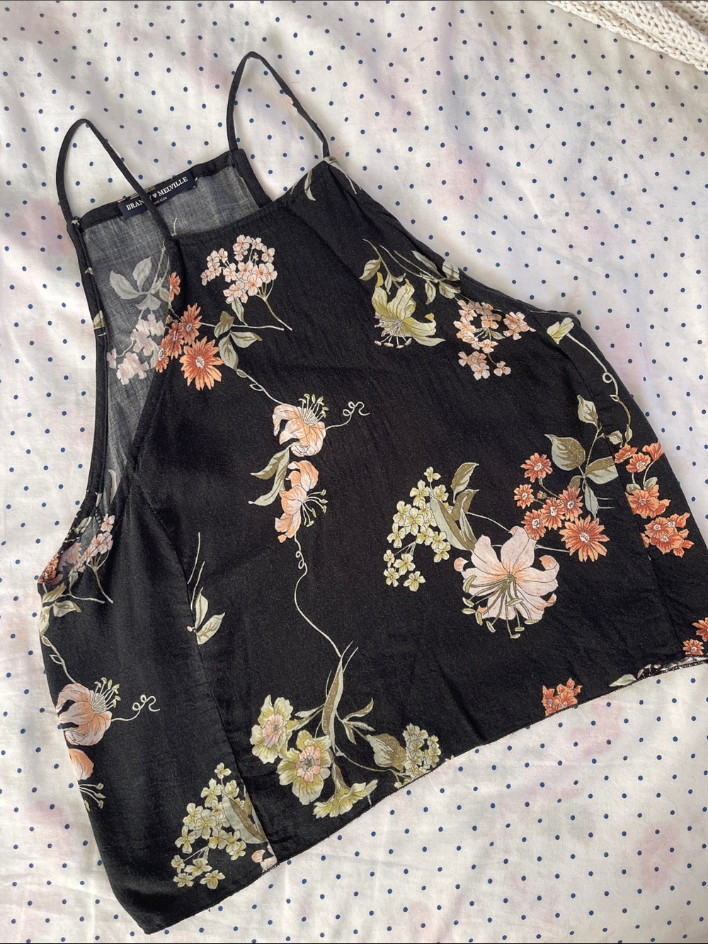 Black floral Brandy Melville tank top